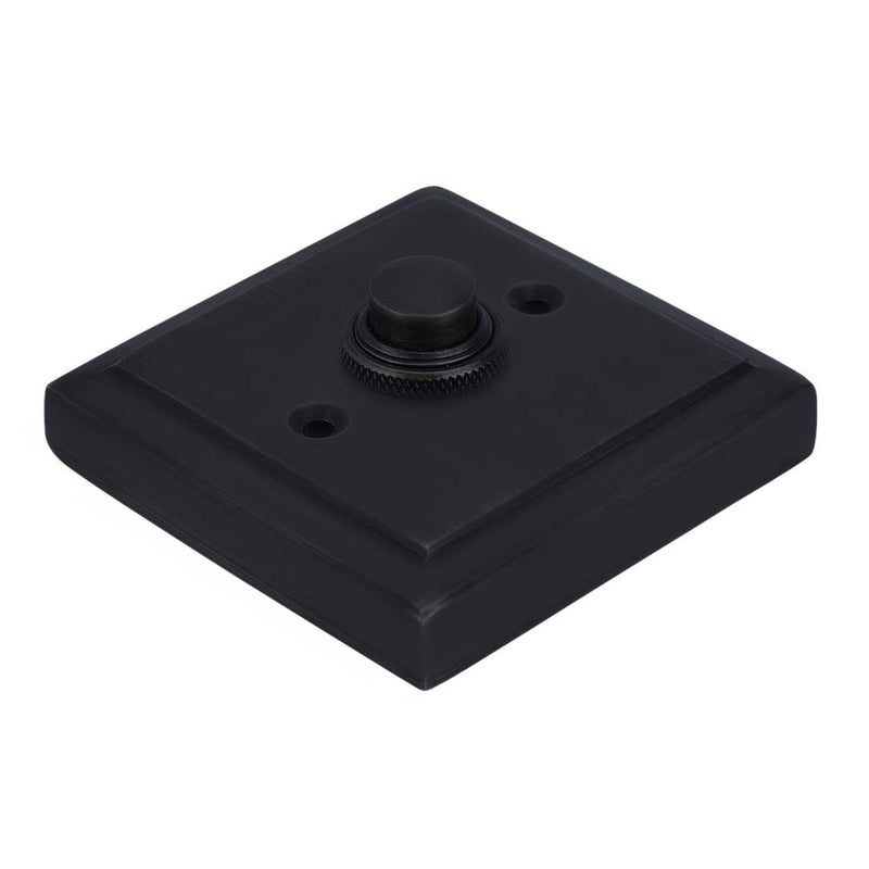 A29 زر جرس الباب من الحديد الزهر المطلي بالأسود A29 - 2 1/2" × 2 1/2" - تركيب مدمج، تصميم عتيق، موصل لجرس ذو سلكين، مقاوم للعوامل الجوية، تصميم أنتيك، تركيب سهل بنفسك - Image 4